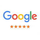 Google logo with five-star rating for Primary Dental reviews