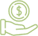 Hand holding dollar sign coin, representing dental care savings or financial assistance.